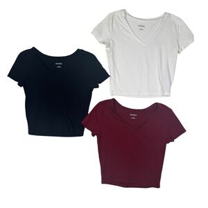 Wild Fable Women’s V-Neck Cropped Tee Bundle | 3-Pack | Size S